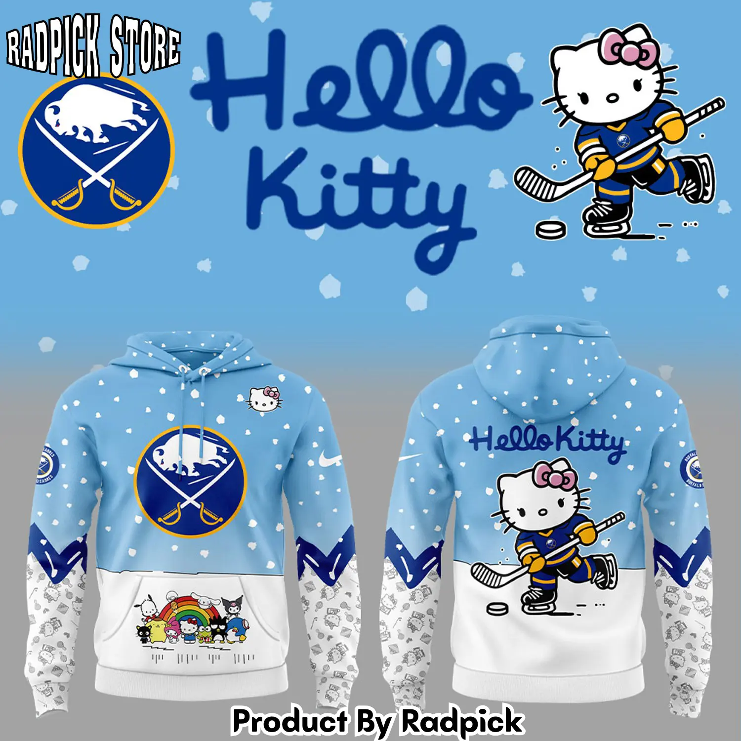 Buffalo sabres x hello kitty hoodie joggers hoodie and long pants set rp291886